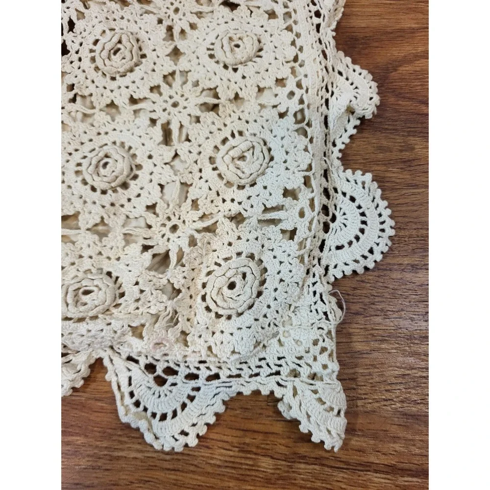 Vintage Handmade Crochet Ivory Throw Pillow Sham‎ 12